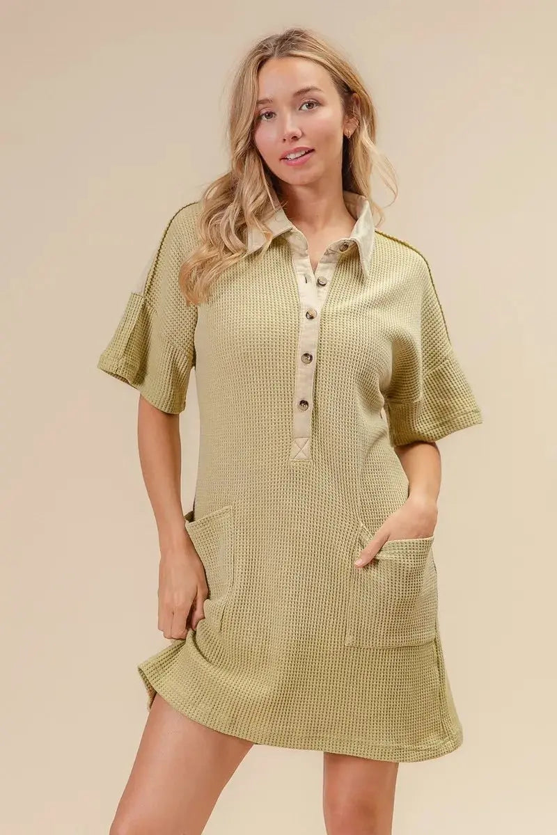 BiBi Dip Dye Mineral Washed Knit Dress for Casual Style - Love Salve